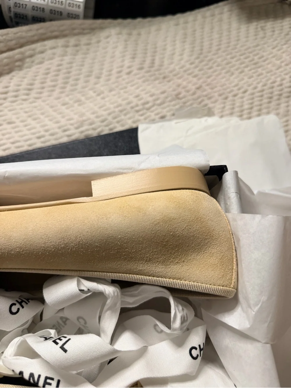🤍New Chanel Beige Suede Patent Leather 100% AUTHENTIC 🤍